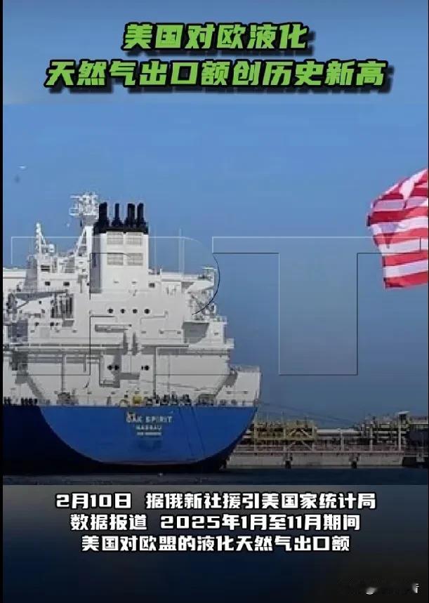 美国对欧液化天然气出口额创历史新高。2月10日，据俄新社援引美国家统计局数据