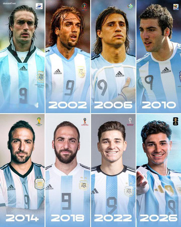 🇦🇷阿根廷国家队在最近几届世界杯身穿9号球衣的球员：🇫🇷1998年法国：