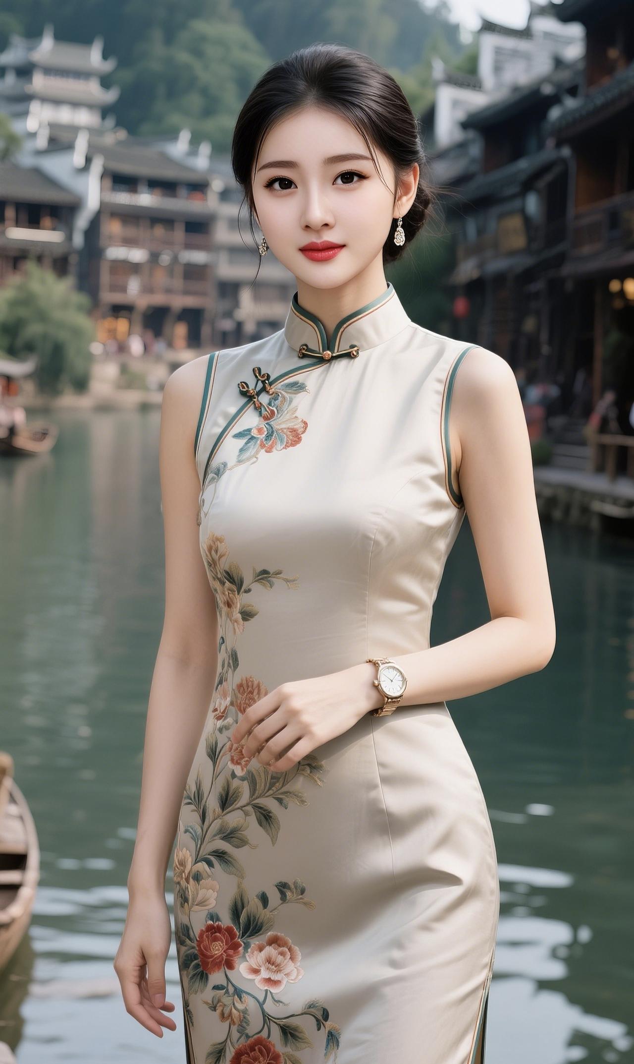 《一袭旗袍，一梦芳华》针脚藏尽岁月轻，盘扣凝住旧时晴。一领高立风骨在，