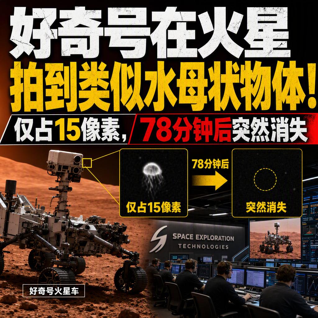 突发！好奇号火星车竟拍到一只悬空的"水母"，还拖着细长的触手。这张图这几天在网