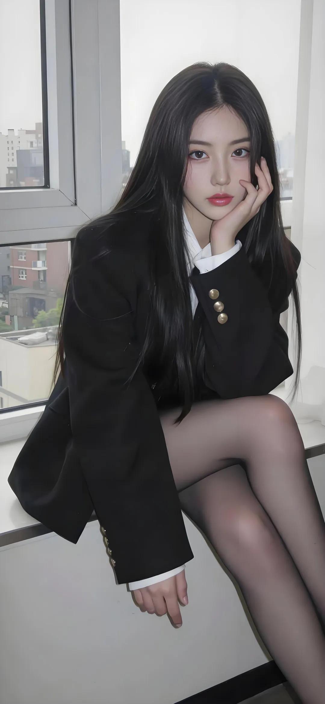 都市少女风，黑西装搭配白衬衫，优雅又时尚！