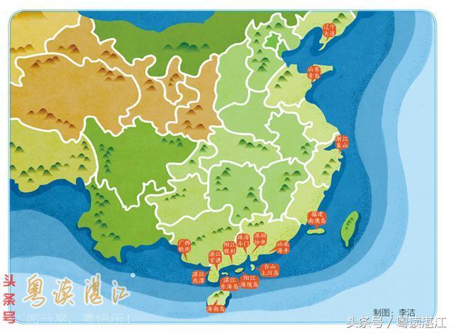 从这张中国主要蚝区分布图可以看出,雷州半岛西岸的这条岸线,几乎是图片