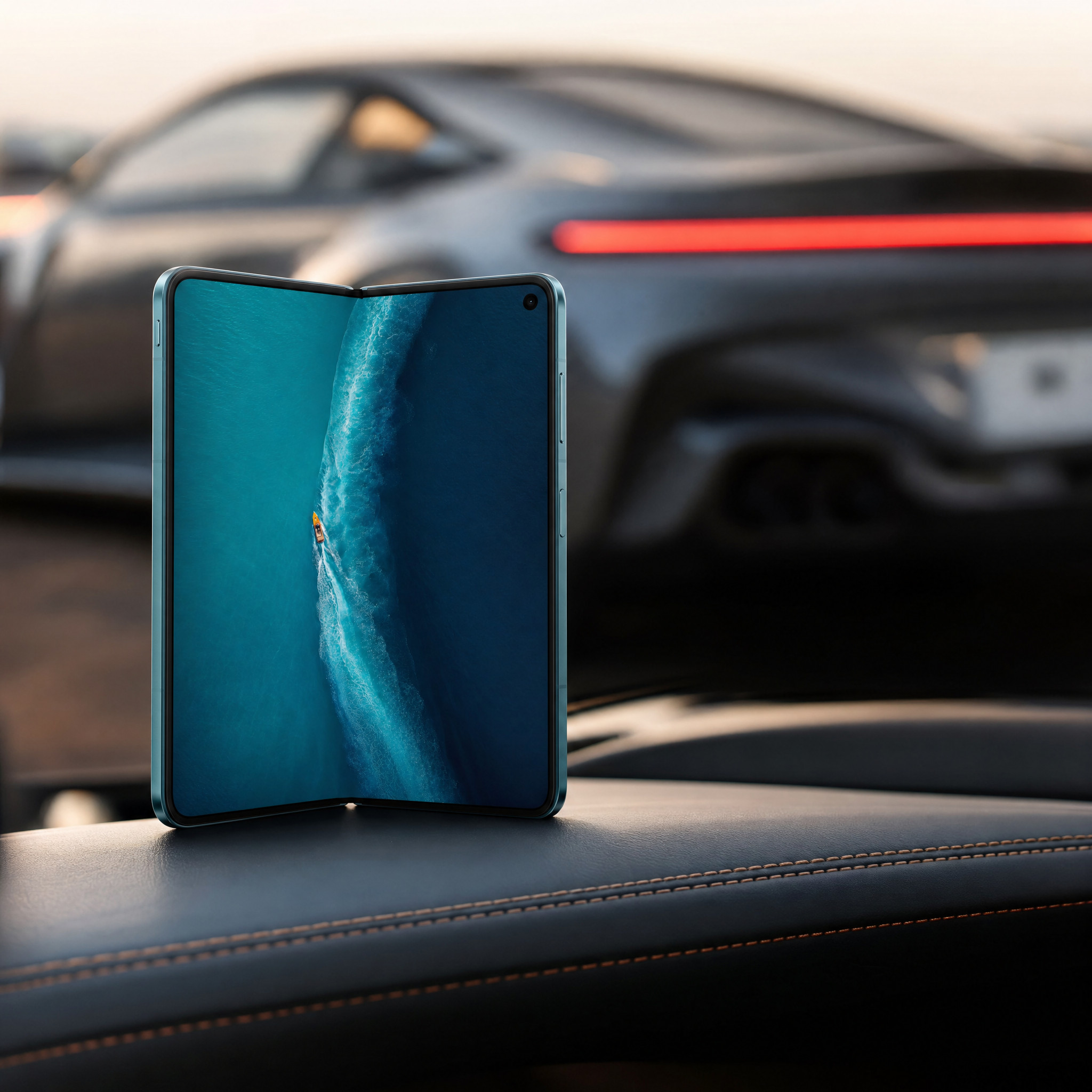 vivoXFold6蓝洞配色图赏来了！灵感取自深海秘境🌊，光线下是流动的