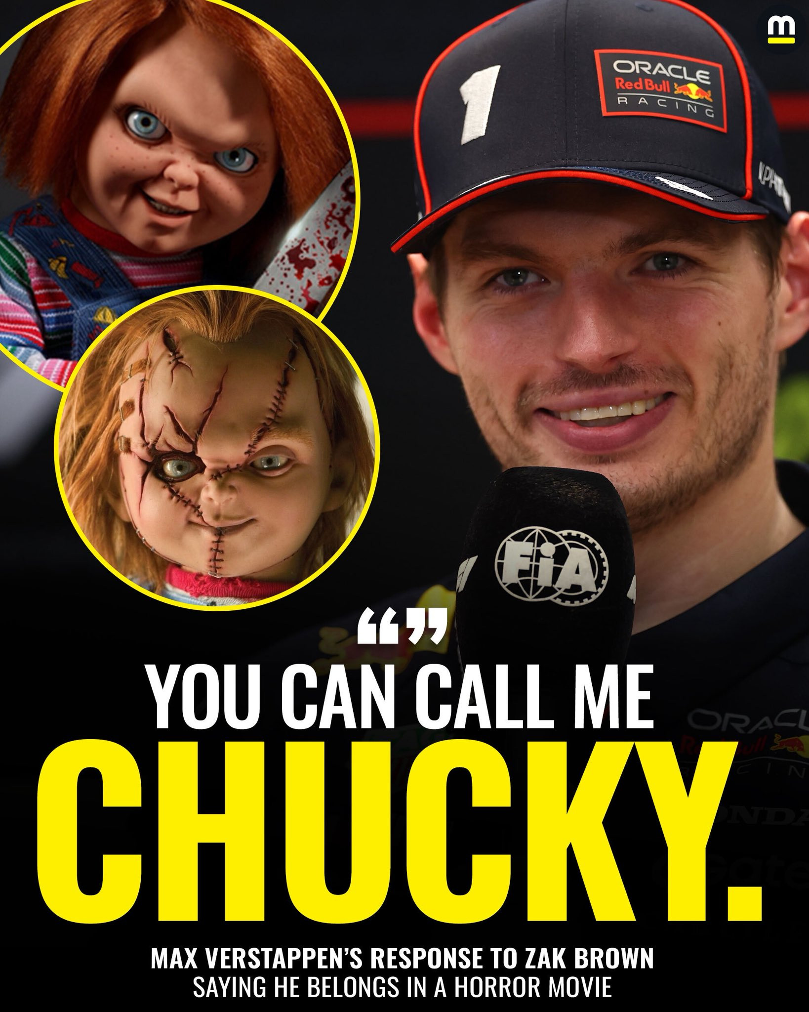 f1维斯塔潘：“你们叫我Chucky就好”维斯塔潘回应了迈凯伦车队CEO扎克·