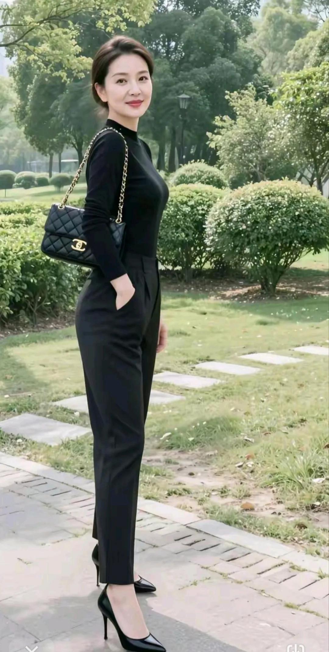 紧身衣勾勒的线条如猎豹般流畅，高挑的身影把整座公园走成了独属她的伸展台。美女线