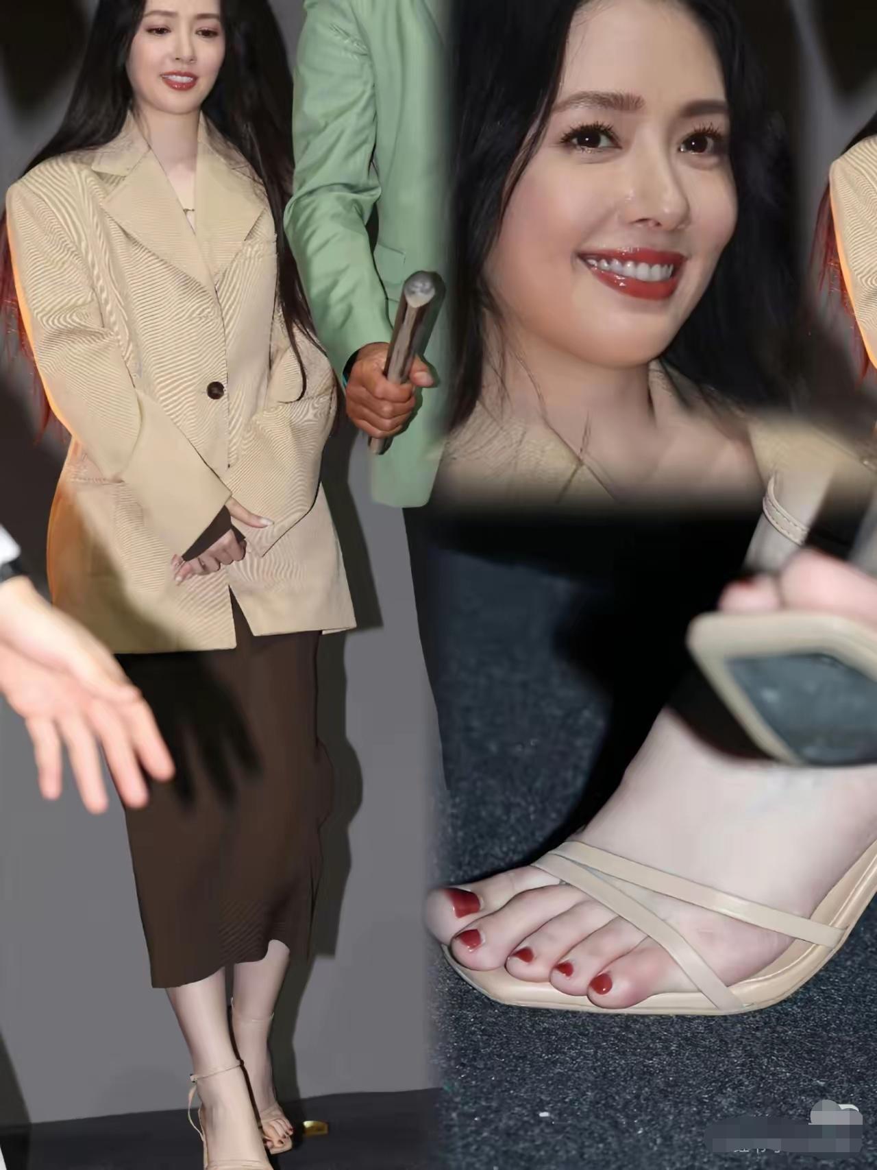 郭碧婷，脚趾头虽然不是很好看，但看起来是真白嫩。