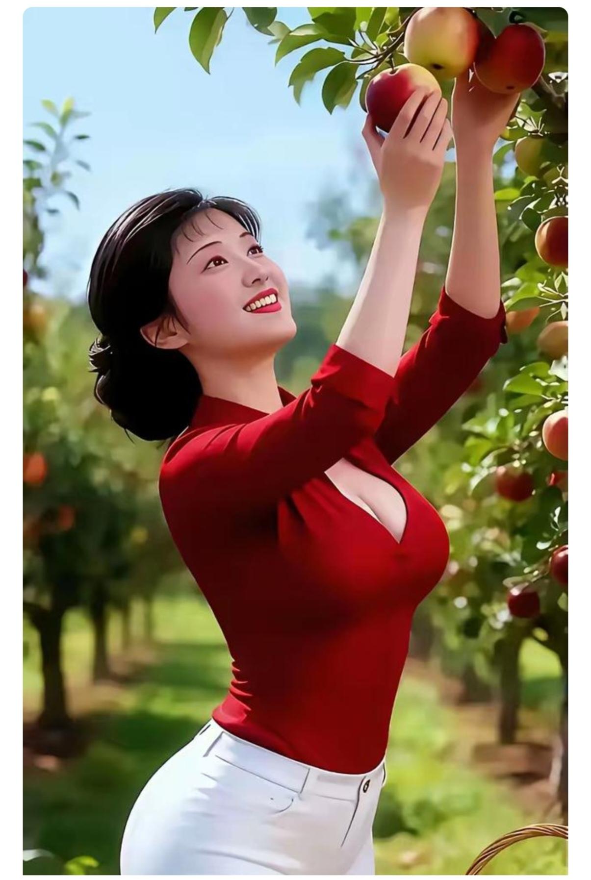 硕果累累我家今年苹果长的好。果树枝头挂满果。有些是给套上袋。有些就是自然