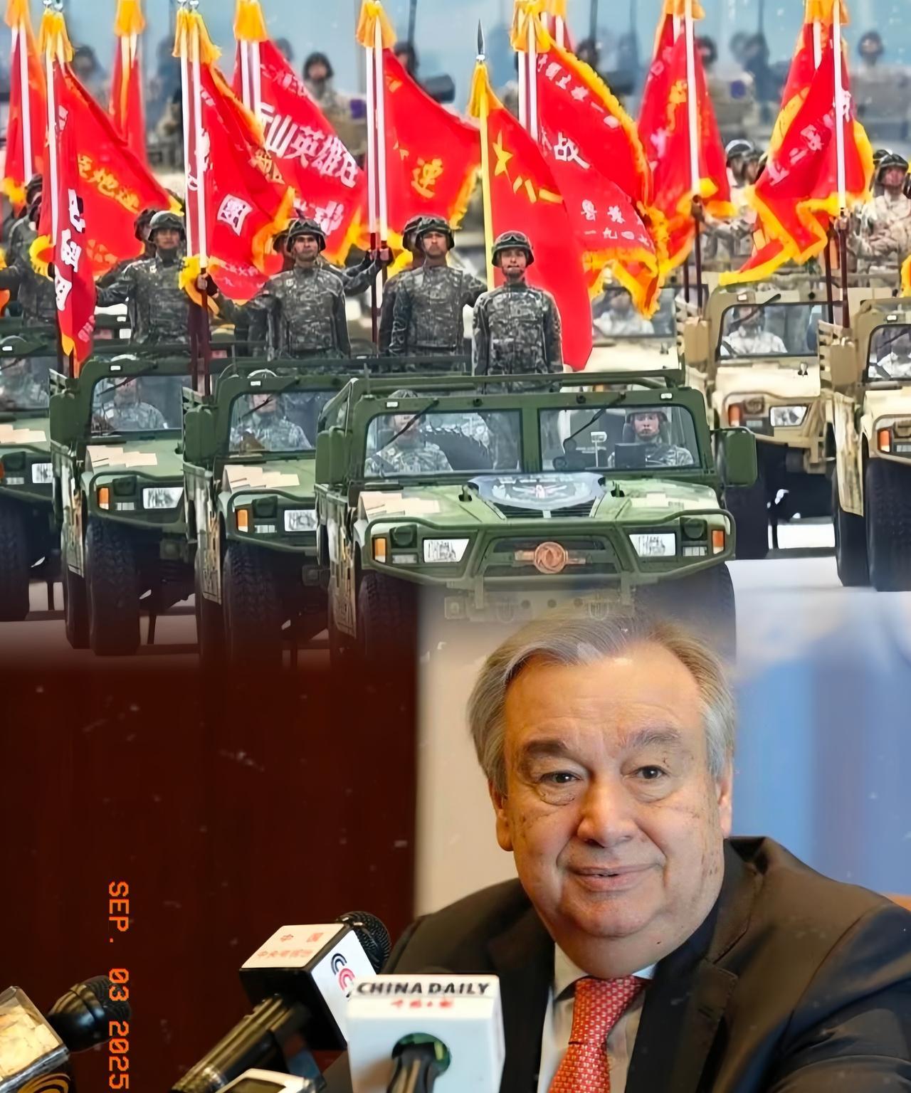 这次阅兵之际，联合国秘书长古特雷斯在华期间，罕见道出掷地有声的大实话！他明确表示