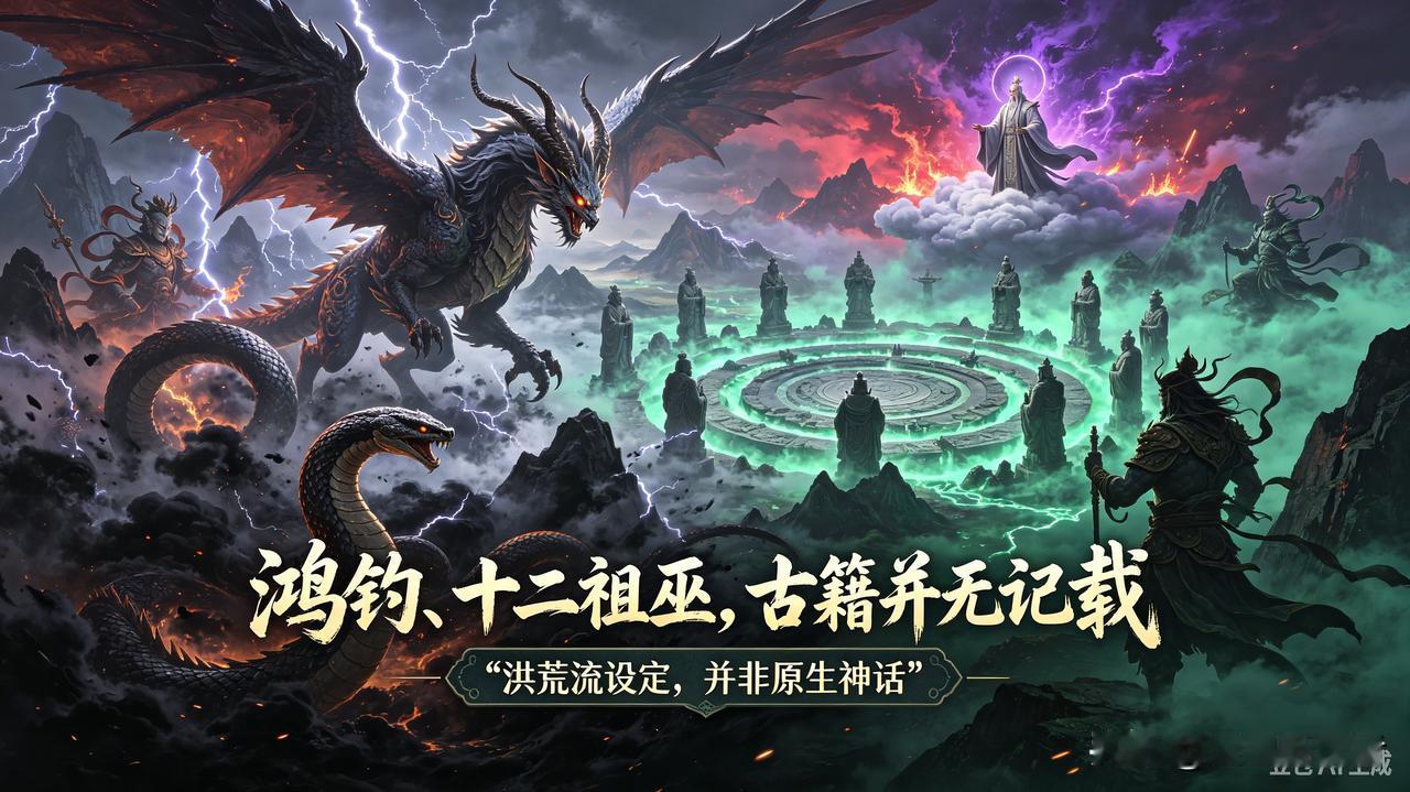 鸿钧、十二祖巫，并不是上古原生神话，是现代网文创作很多看洪荒小说的朋友，一