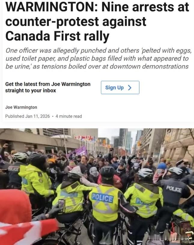 多伦多市政厅广场反移民游行失控引发混战！周六下午，多伦多市政厅前的Nath