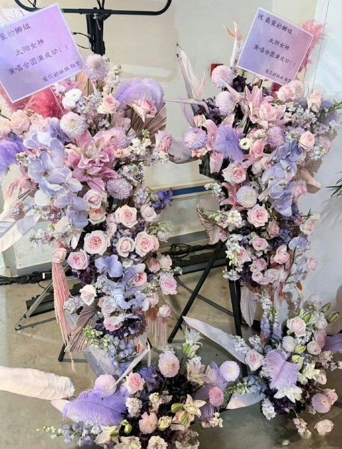 好多人给谢娜送花篮5月5日谢娜成都“快乐万岁·我们的青春”个人演唱会场外摆满明