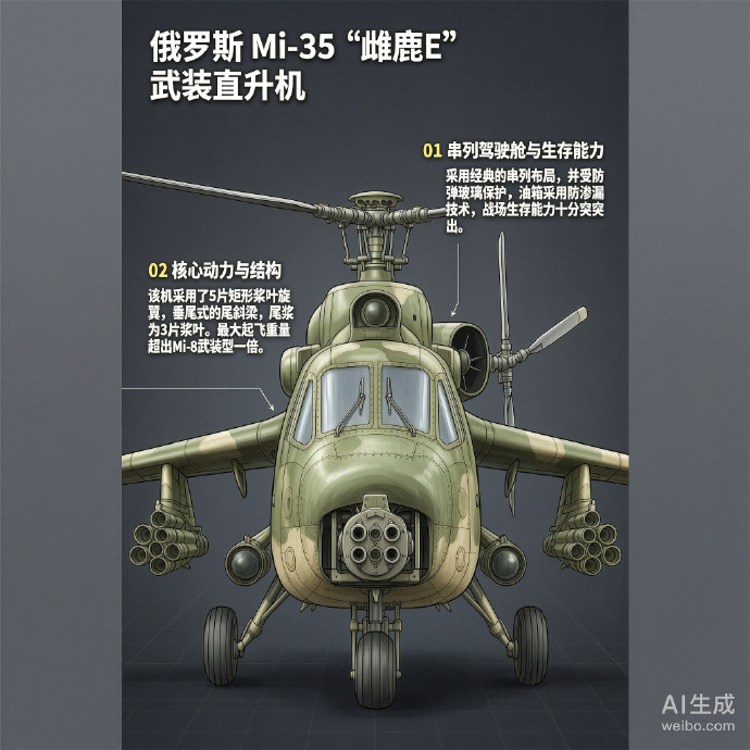军事ai新视野俄罗斯Mi-35“雌鹿E”武装直升机Mi-35是俄罗斯米里设计