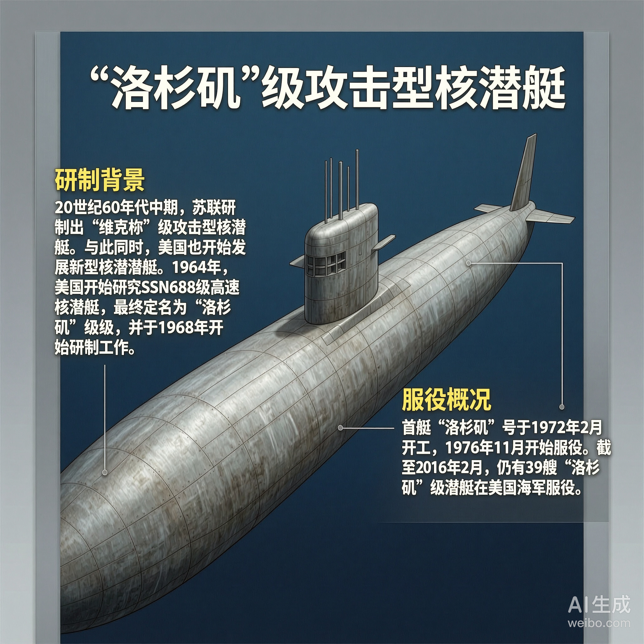 军事ai新视野美国“洛杉矶”级潜艇“洛杉矶”级潜艇是美国于20世纪70年代初开