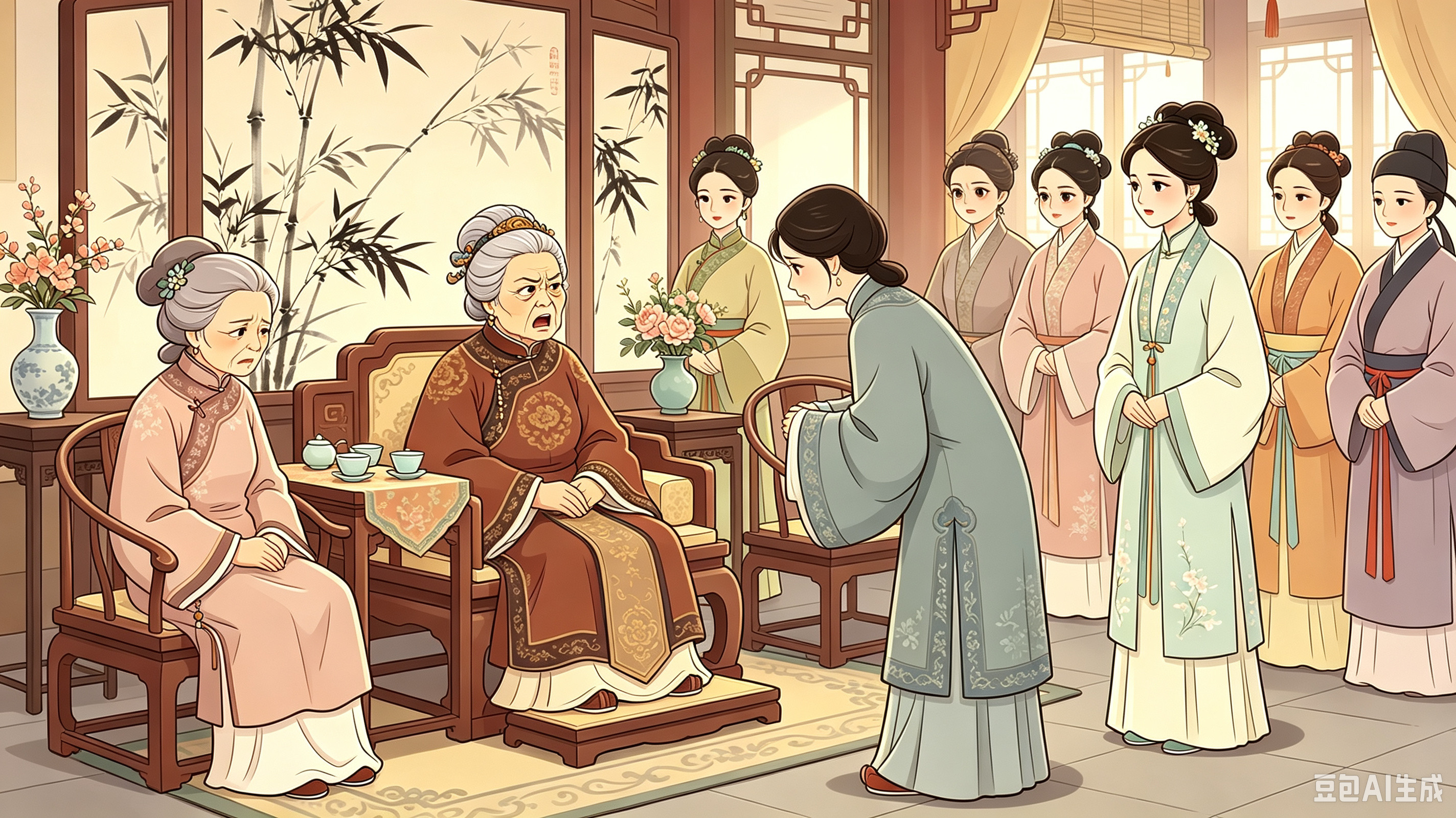 王夫人王夫人是贾家的二儿媳妇，他与贾母的婆媳关系非常重要。红楼梦里面，大老爷贾赦要娶鸳鸯，贾母很生气