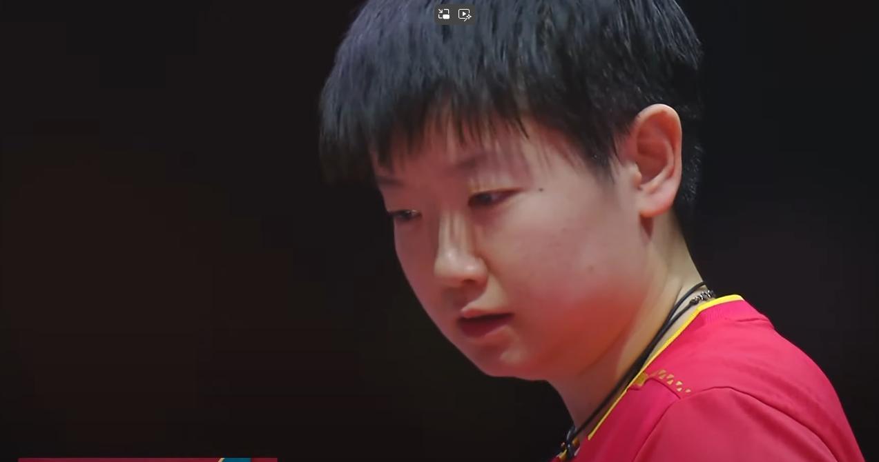 5.22多哈直播现场，莎莎4:2拿下申裕斌前两局莎莎打的很养生，可能肚子疼，