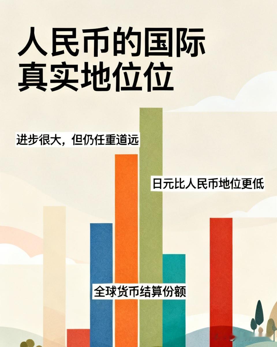 人民币的国际真实地位！数据摆死：进步很大，但仍任重道远，日元比人民币地位更低
