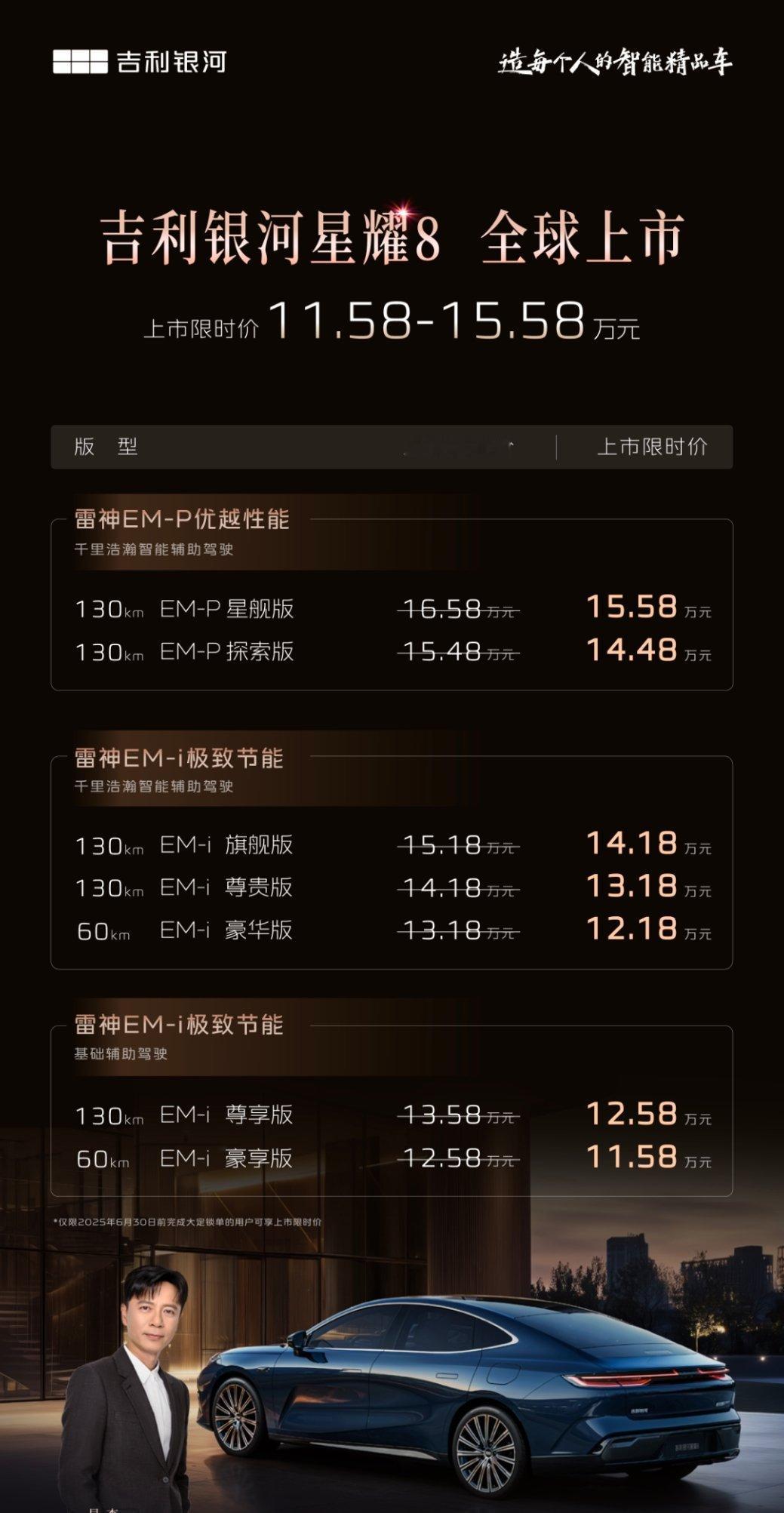 全球新一代豪华中高级电混轿车——吉利银河星耀8携科技与美学强势来袭！11.58