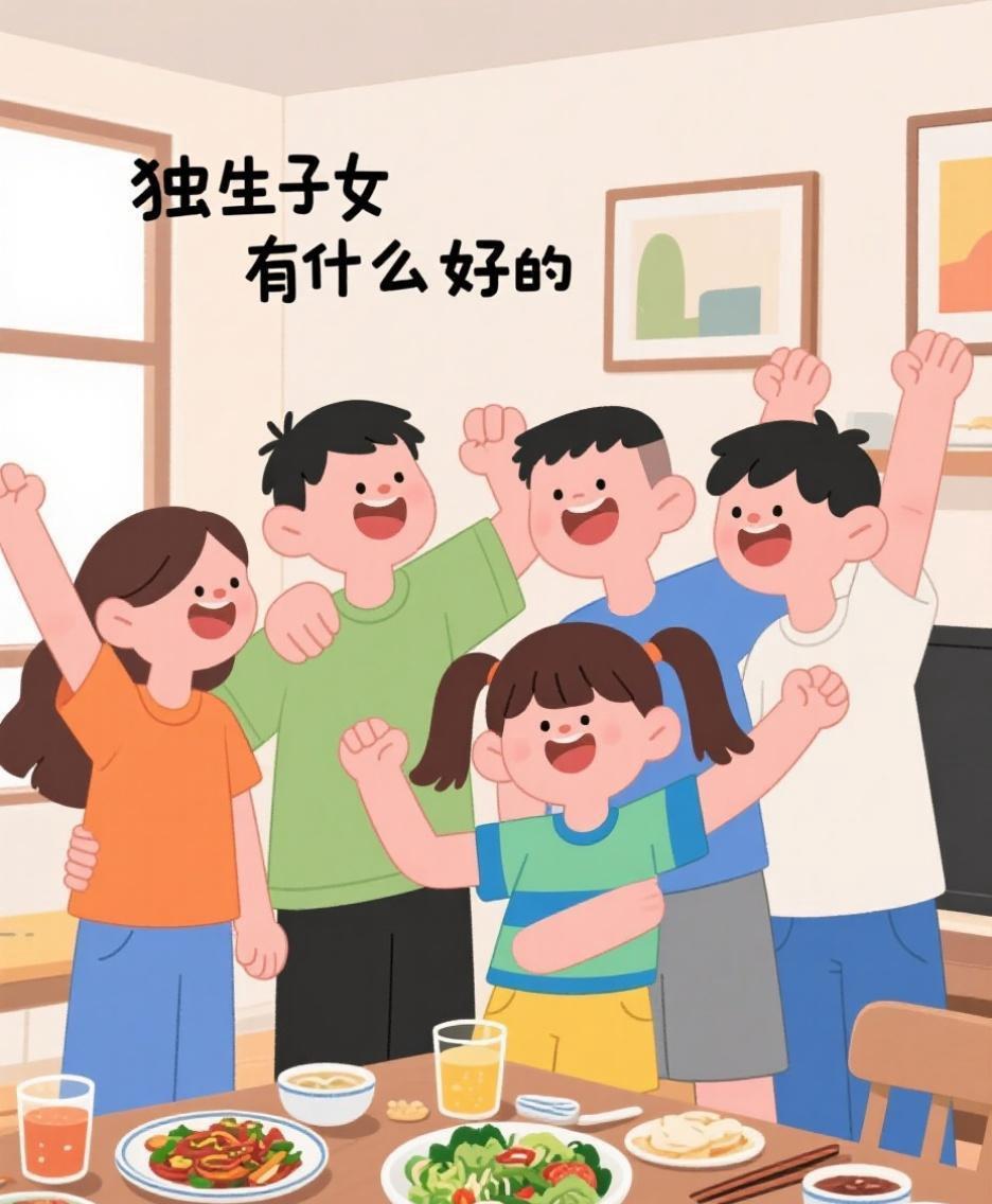今天在小区里散步，碰到几个老人家在聊天，听到其中一句话，说独生子女不好，应该多生