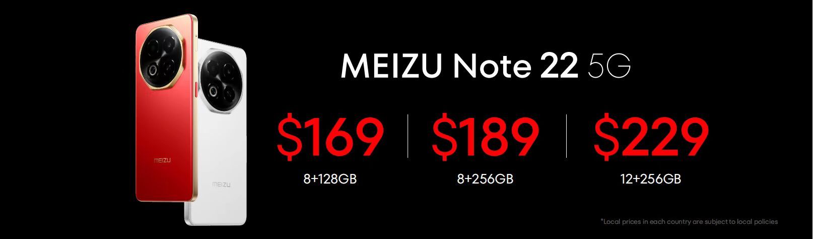 魅族Note22海外售价贵到离谱，Note225G169美元起，Note22