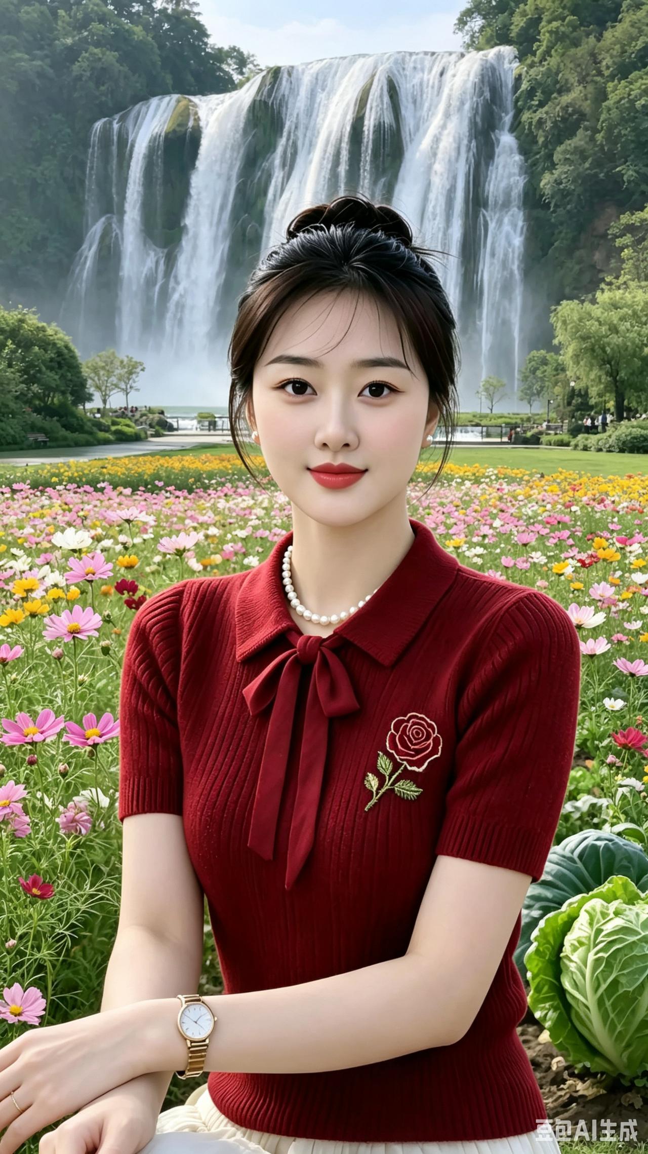 廿八韶华立公职，从容温婉觅相知。繁花瀑布风光好，静待良缘共朝夕。