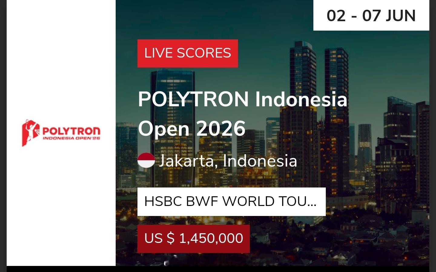 2026年印尼羽毛球公开赛🇨🇳国羽参赛名单出炉比赛时间：6月2日-6月7日地