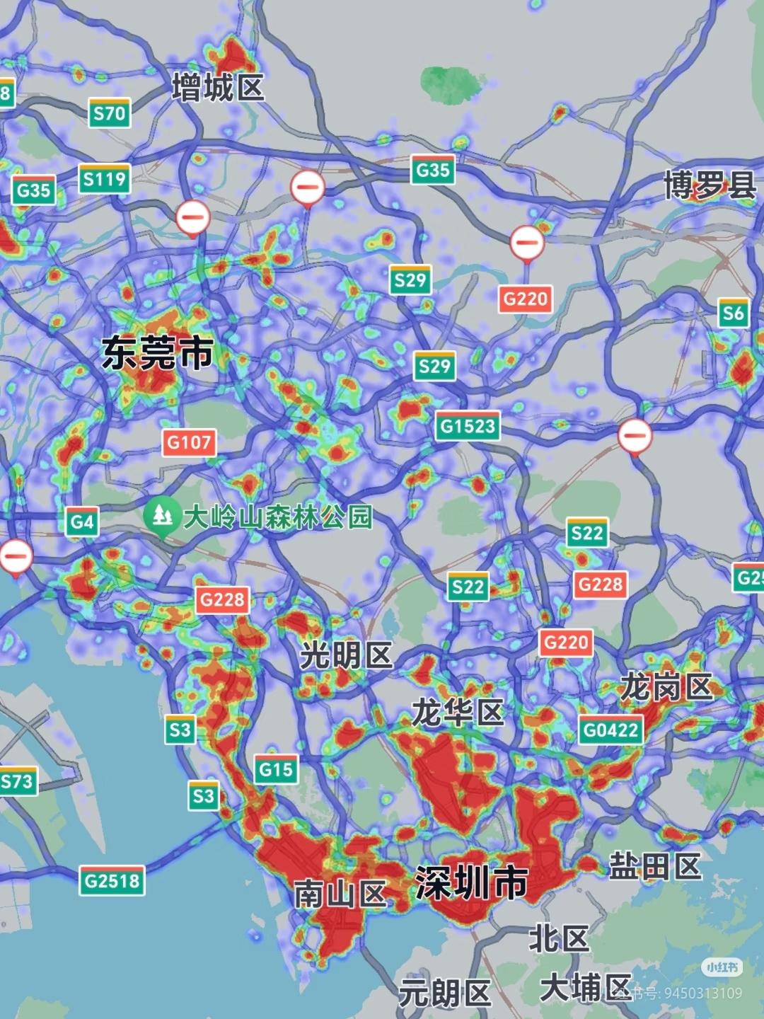 临近春节，长、珠三角热力图明显变浅珠三角[捂脸哭]