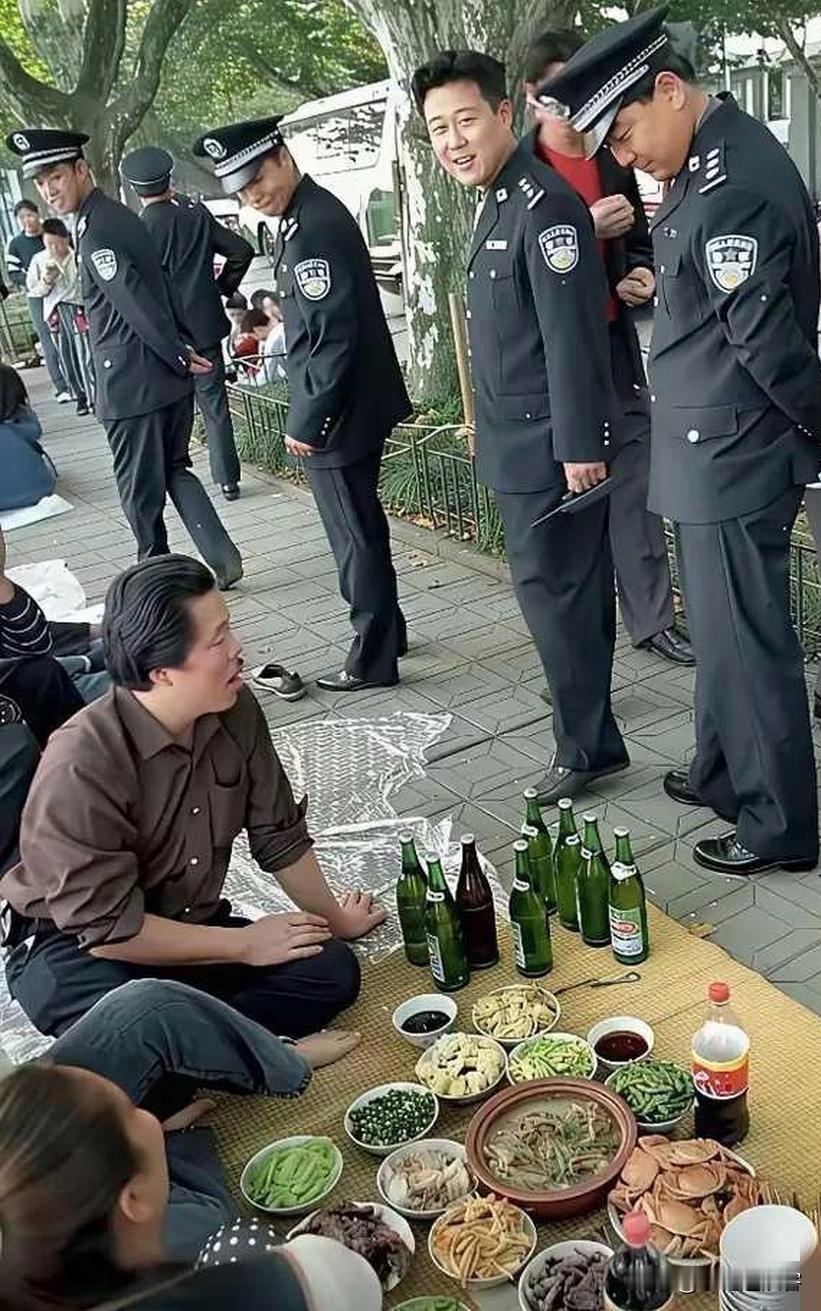 大街边上就地摆席，这大哥算是把生活的潇洒玩明白了！铺开一张凉席，往地上一坐