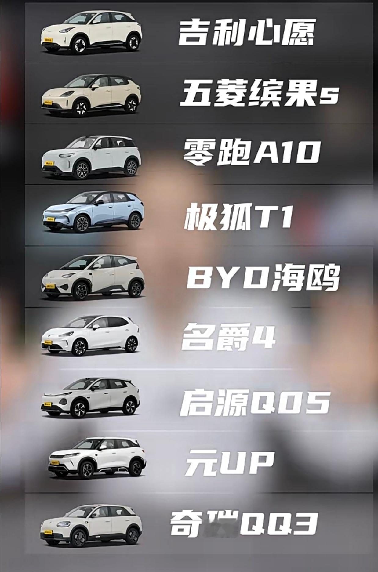10万以内小电车，大家更喜欢哪个？​​​