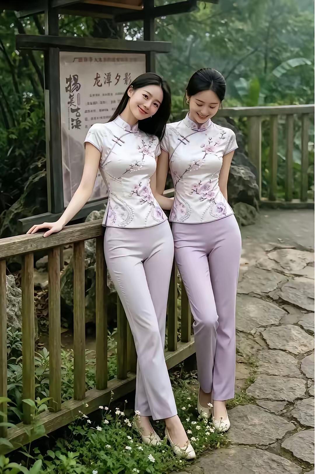 广西南宁市的扬美古镇。图片里的标识牌清晰写着“扬美古镇”“龙潭夕影”，龙潭夕