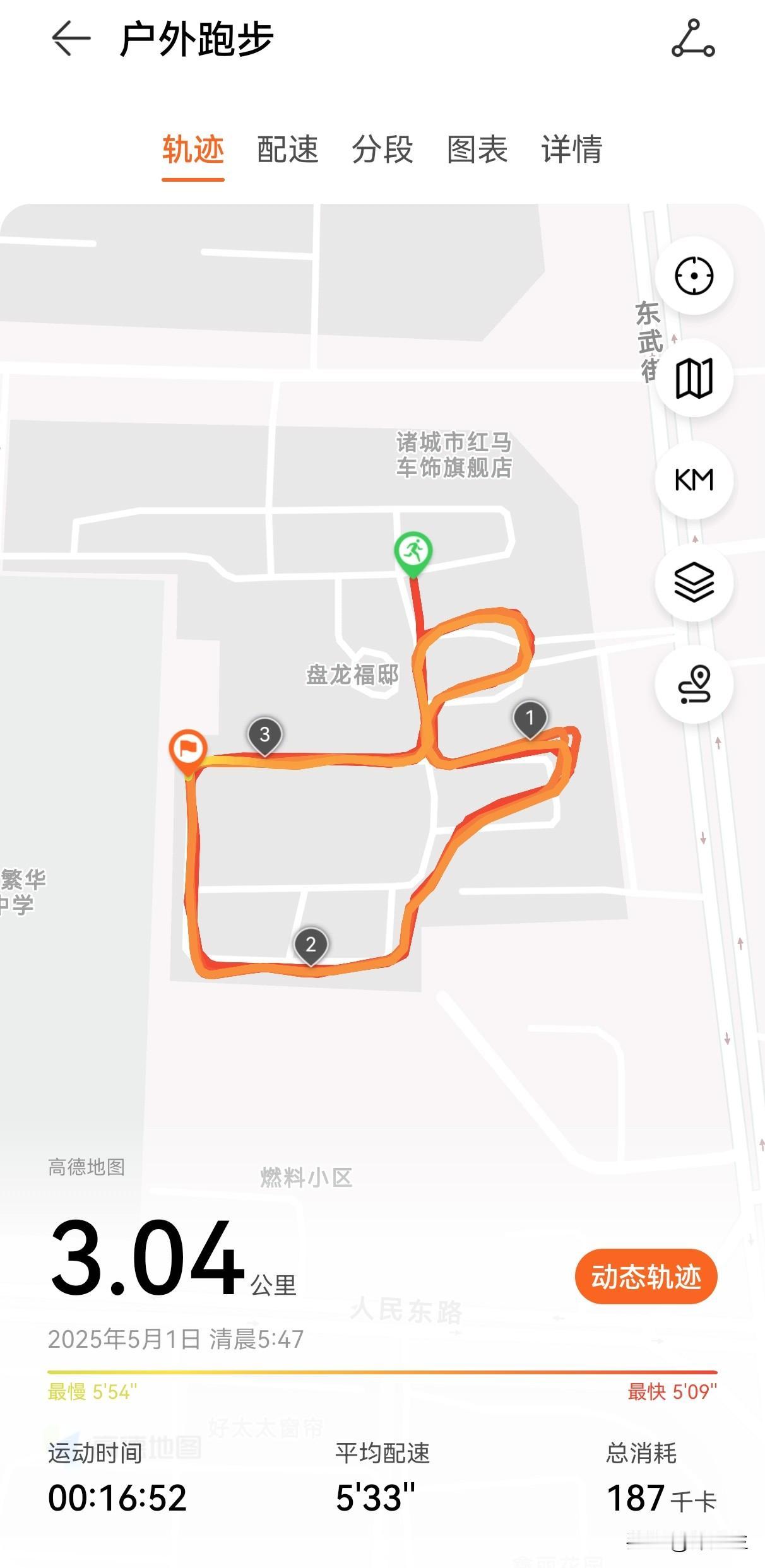 今天算起来应该是开始跑步的第6天，现在凡事都喜欢研究一下，今天跑了3km，平均配