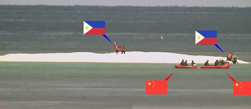铁线礁，现场很激烈。本以为中国海警用水炮驱逐菲律宾公务船已经很震撼了，想不到后面