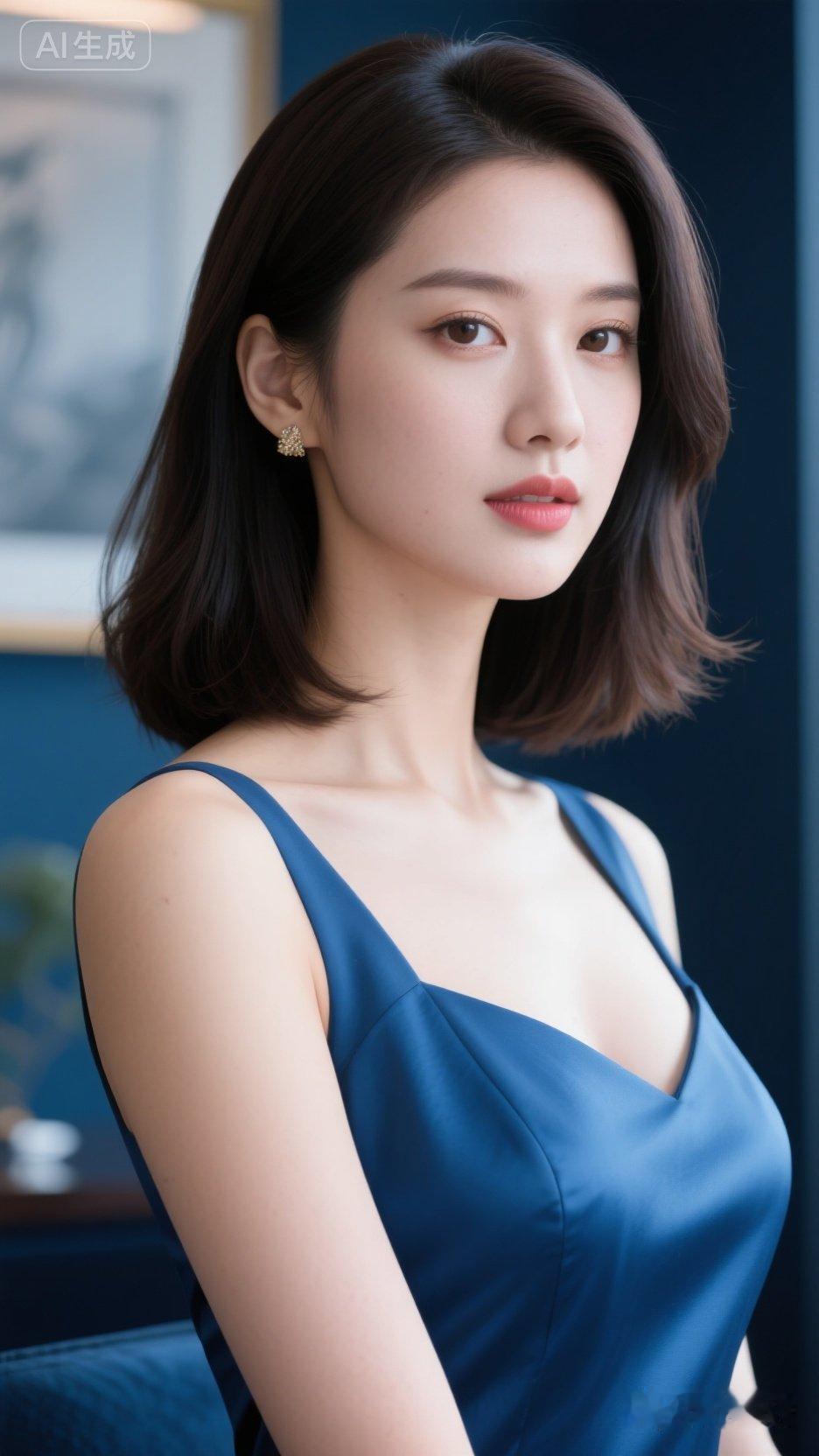 优雅蓝裙，气质女神，尽显迷人魅力！💃💙