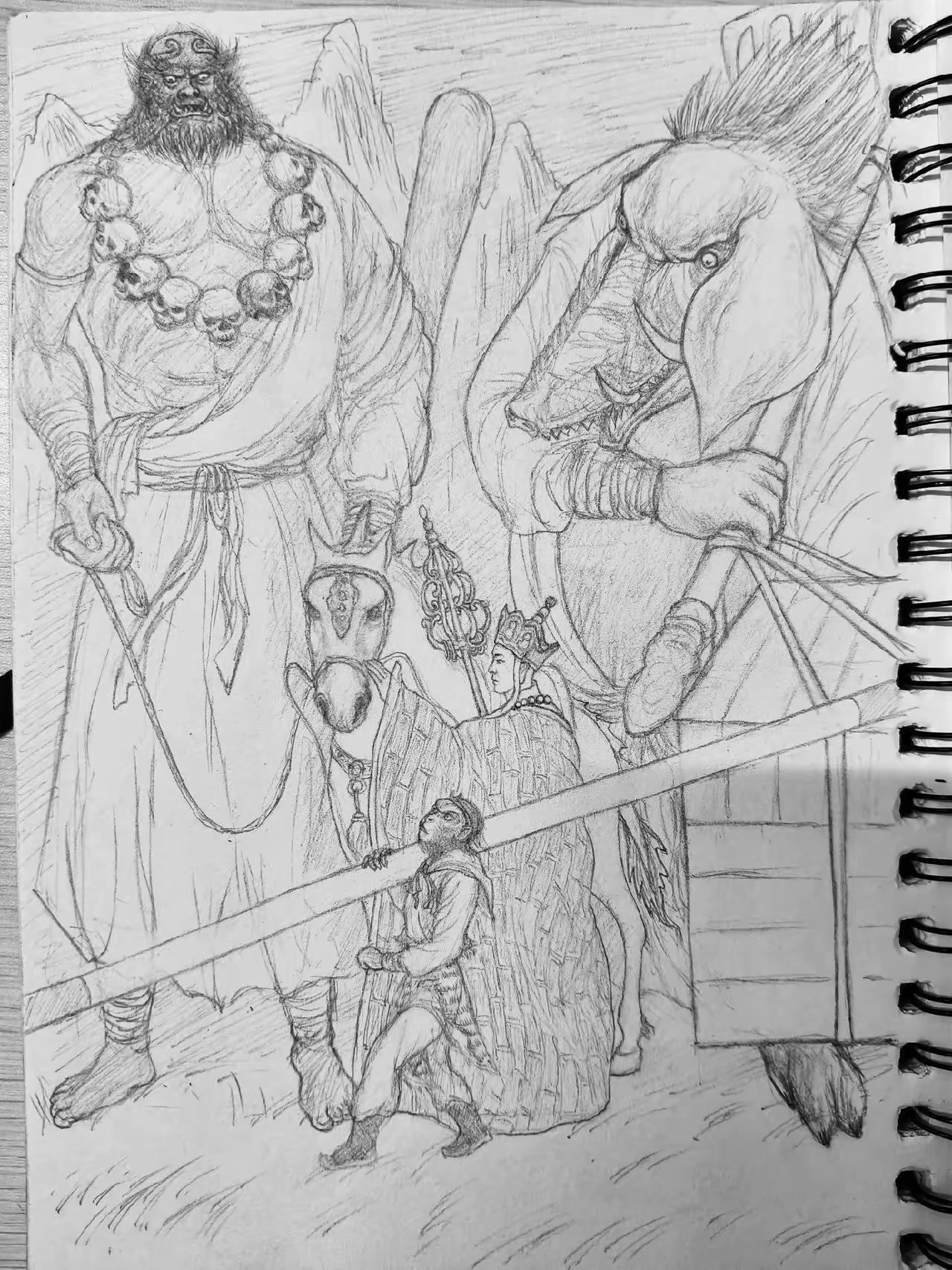 按原著，唐僧师徒身高对比