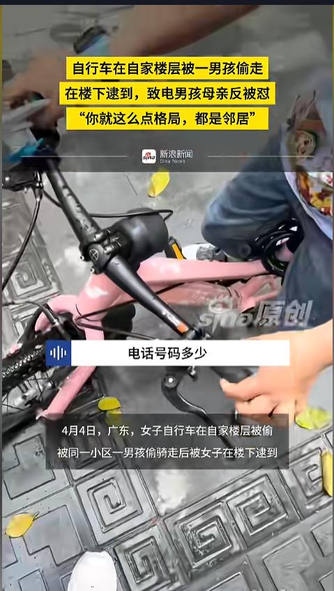 “小时偷针大时偷金！”4月4日，广东，一女子发现，自行车不见了，她赶紧下去寻找，