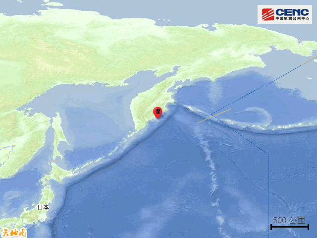 俄堪察加半岛东部海域发生7.8级地震