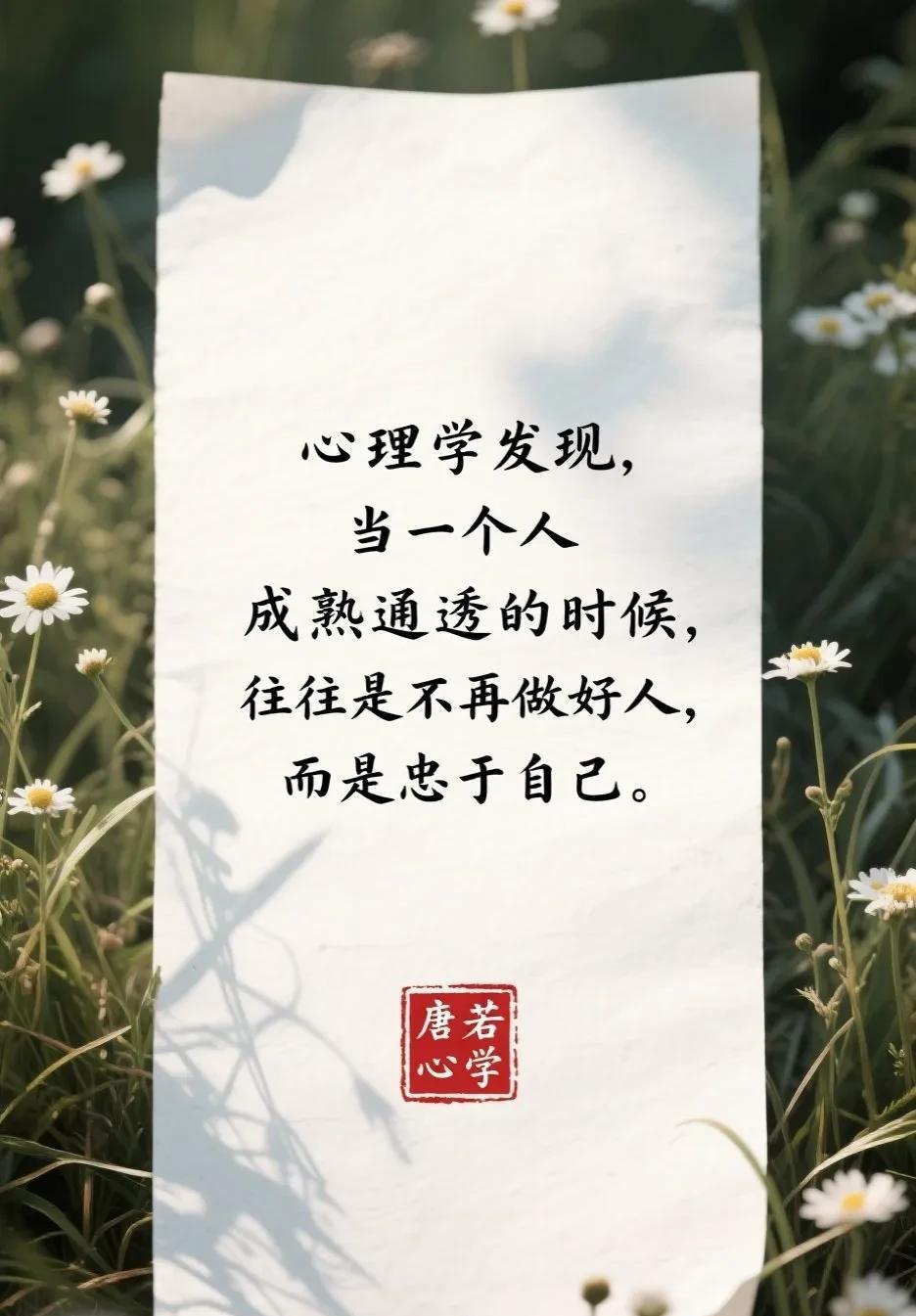 心理学发现，活得清醒通透的人，往往是不再煞费苦心做好人，而是先学会“忠于自己”。