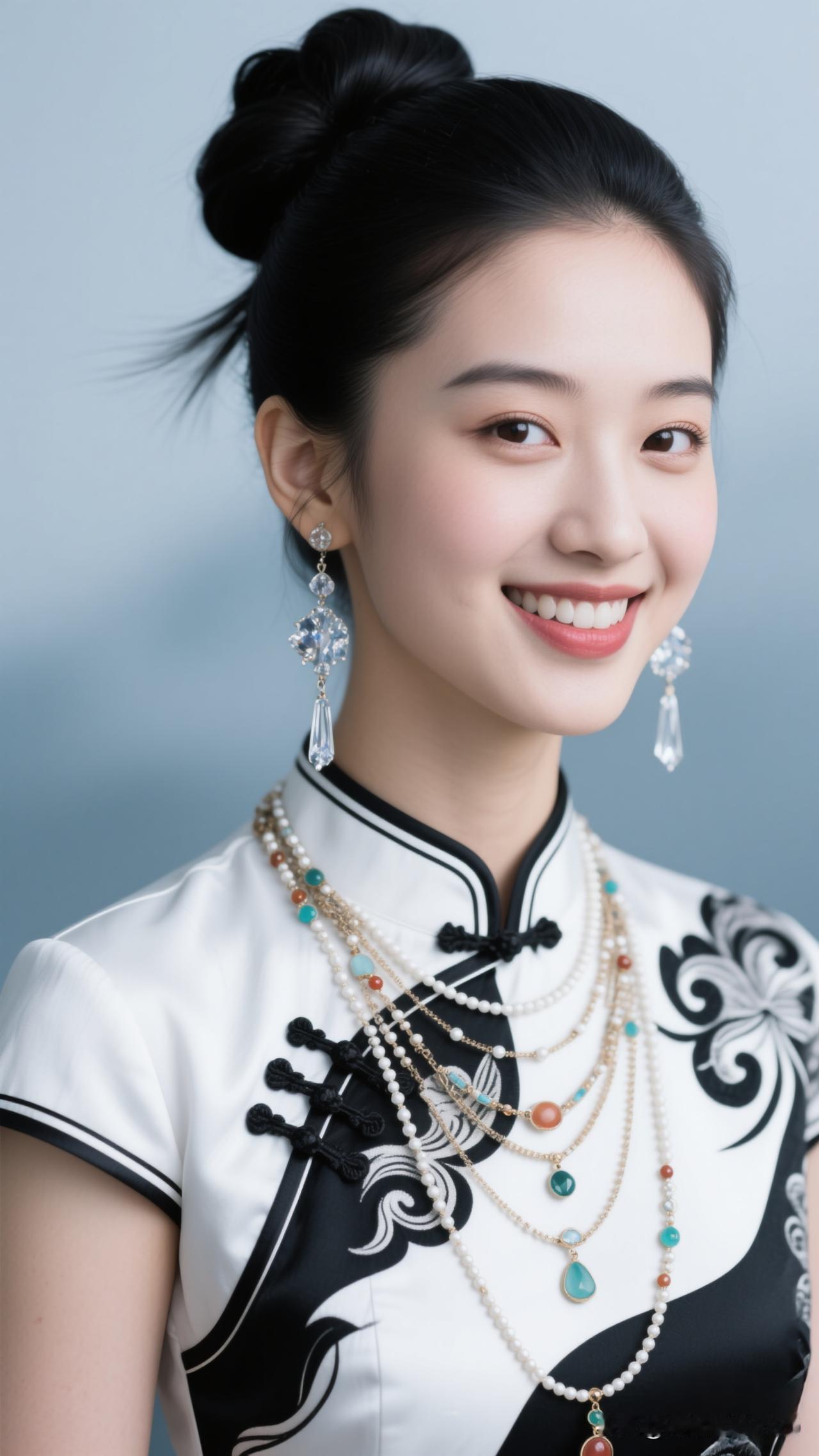 🎐盘发挽住岁月的风，耳坠曳着清冽的光，当旗袍裹住身姿，整个光阴都成了治愈的画