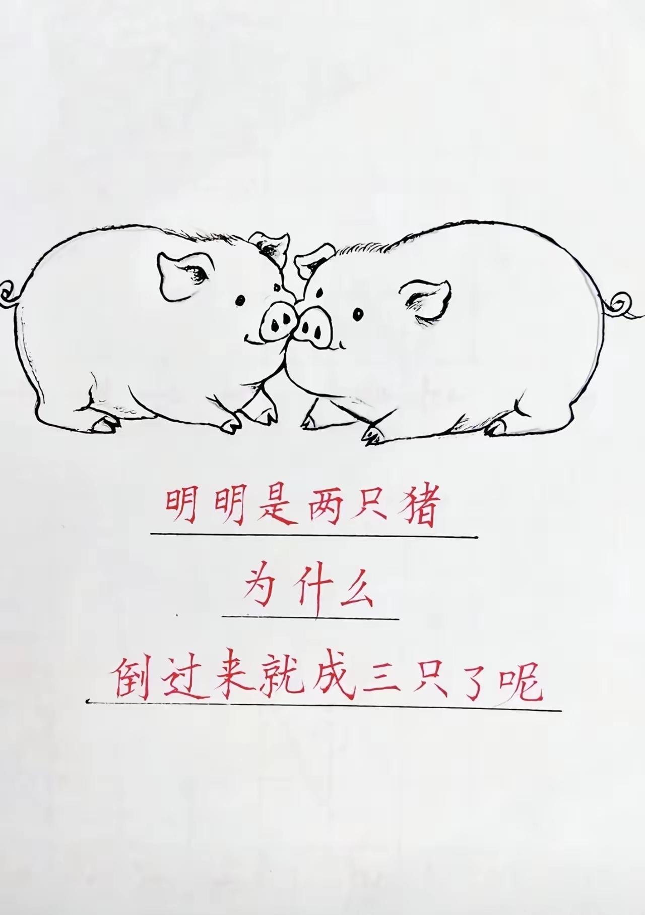 图上明明两只小猪，为啥倒过来看变成三只？答对的都是脑洞大神看图猜谜趣味脑