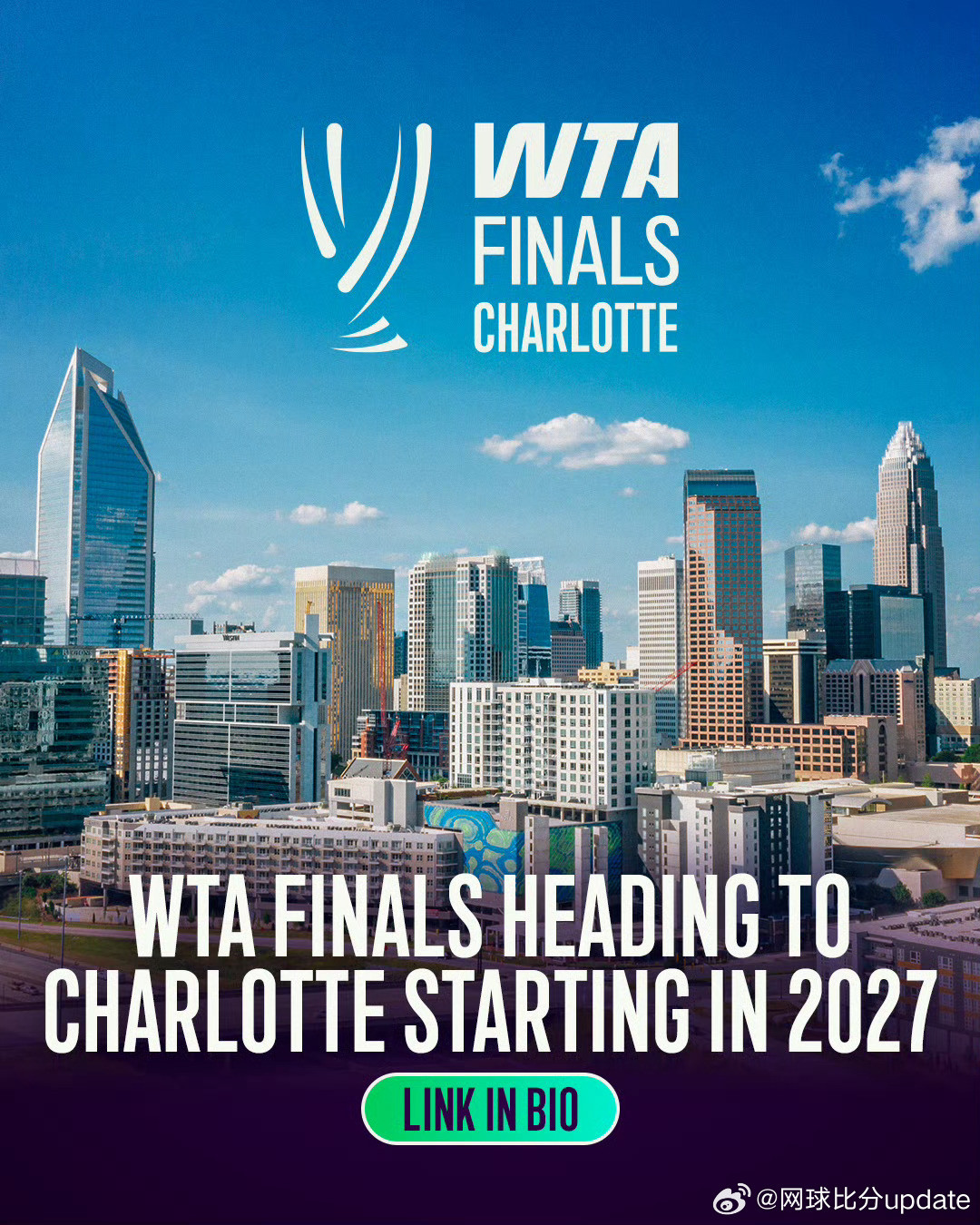 WTA年终总决赛2027年起落户🇺🇸北卡罗来纳州夏洛特！从今年🇺🇸印第安