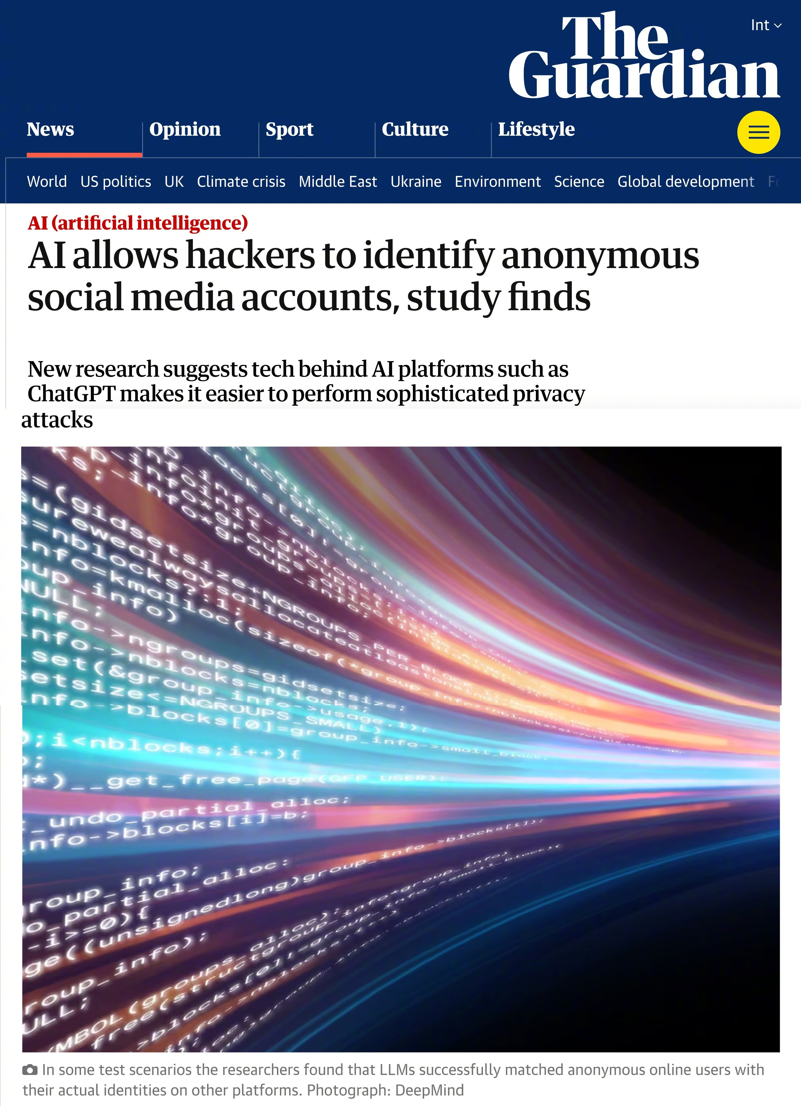 你的隐私可能正在被AI泄露【你的小号真的匿名吗？AI让黑客更容易锁定匿名社交账户