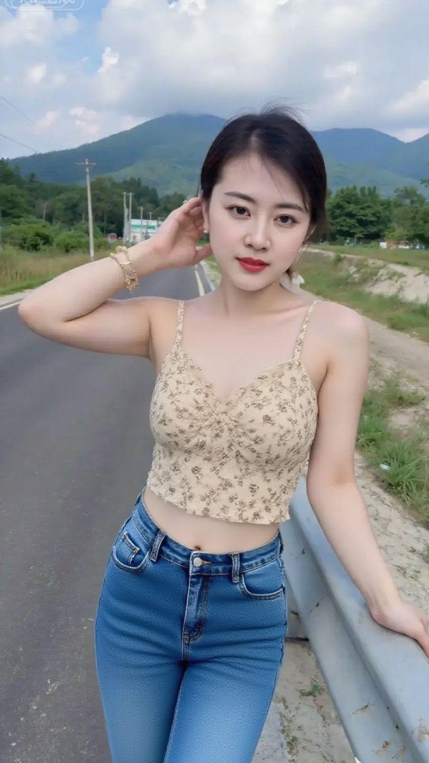 紧身牛仔裤单身小姐姐