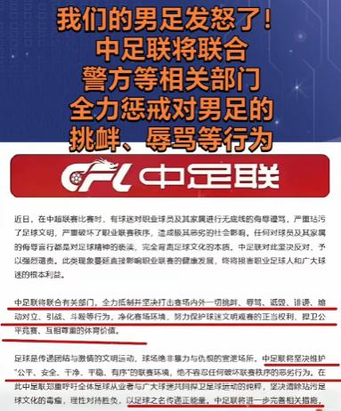 中国足协勃然大怒！表示要坚决捍卫中国足球的尊严，不允许再有诋毁辱骂中国足球的行