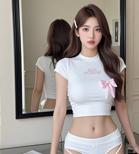 白衣紧身裤女神，前凸后翘太美丽