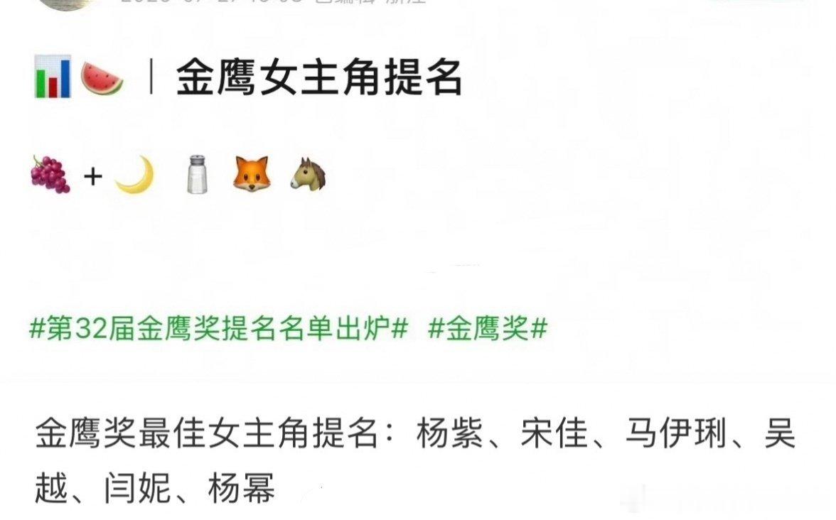 已经有好几个瓜主说杨紫这届金鹰奖提名稳了，你们感觉杨紫这次拿🦅的概率大吗？如果