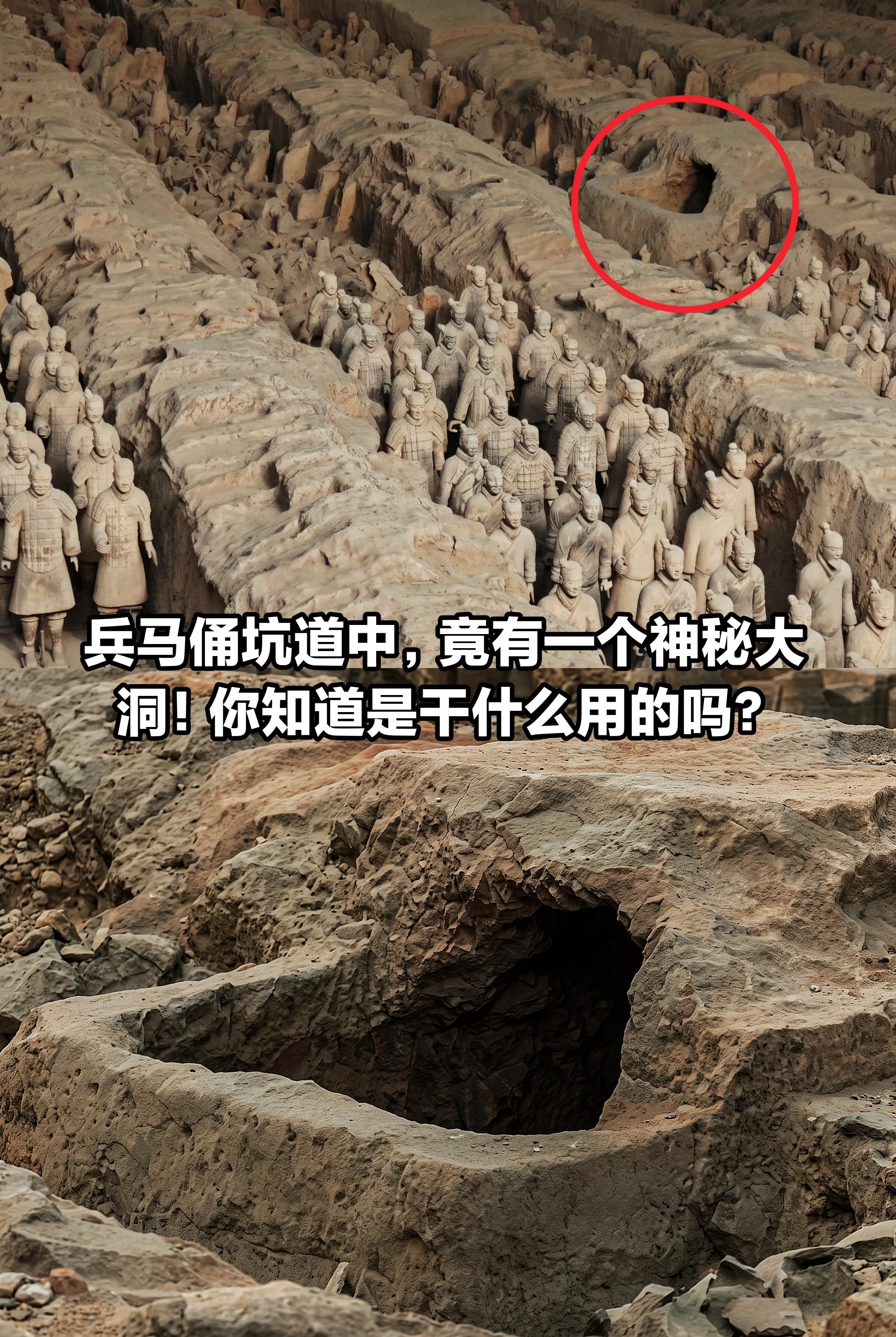 兵马俑坑道中，竟有个神秘大洞！