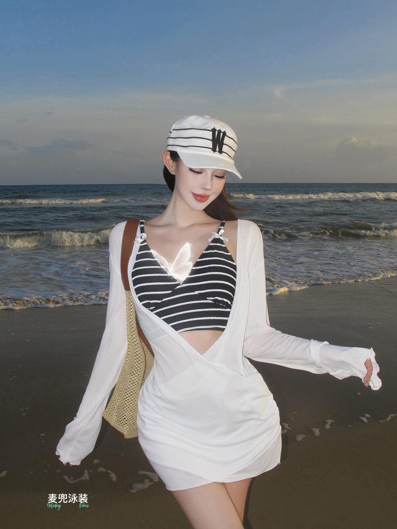 海边度假C位｜纯欲显瘦气质泳衣度假比基尼度假风泳装美女美女泳池比基尼泳装度假