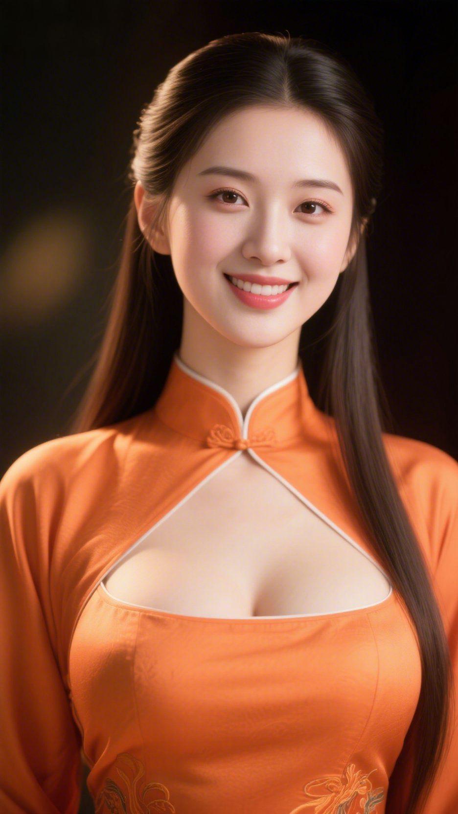 橘裳旗袍韵自来暖橘色旗袍似揽入了秋阳的温软，立领衬得脖颈线条清雅，素雅白边