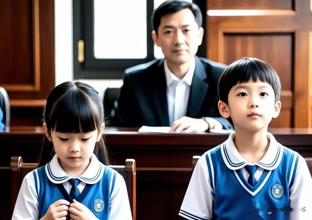 一场离婚官司，法官蹲下来，看着眼前一对8岁的双胞胎，声音放得极轻：“想跟爸爸，还