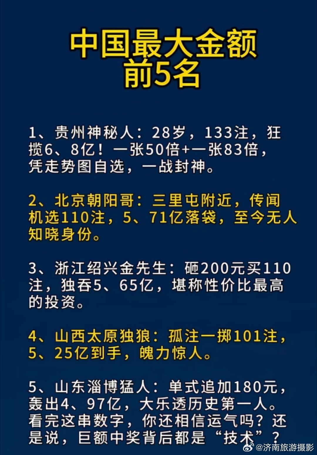 上榜的这些都是神人，我想知道，他们是怎么做到的？彩票