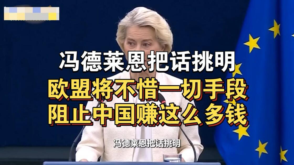 欧盟：要阻止中国赚钱？近日，冯德莱恩公开把话挑明，欧盟将不